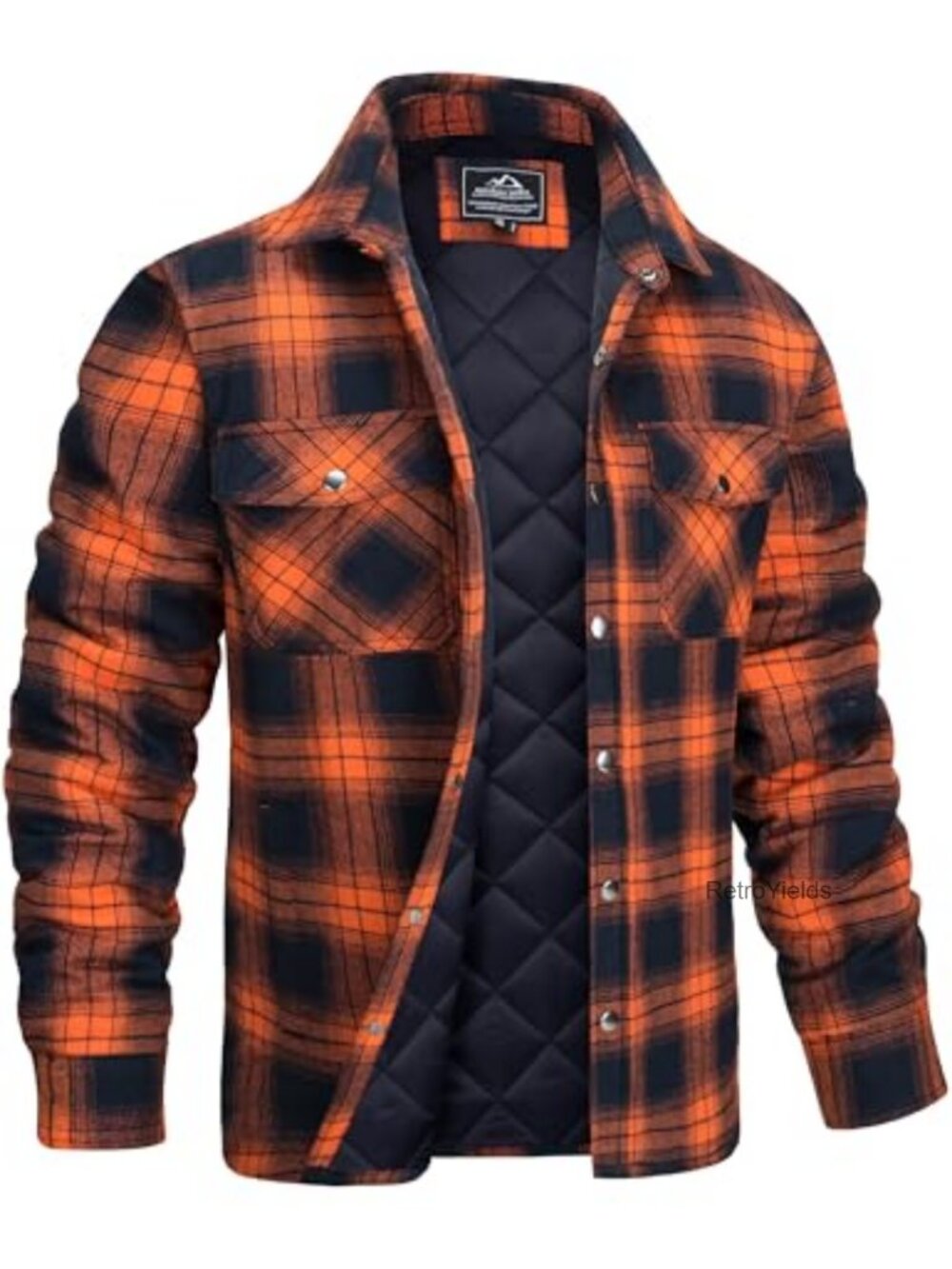 Men's Quilted Flannel Shirt Jacket Cotton Long Sleeve Plaid Button Up Warm